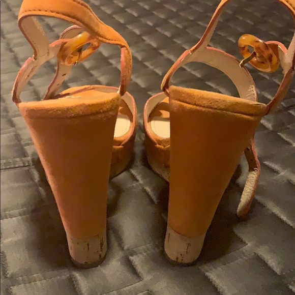 Prada orange suede platform sandals. - Picture 4 of 7